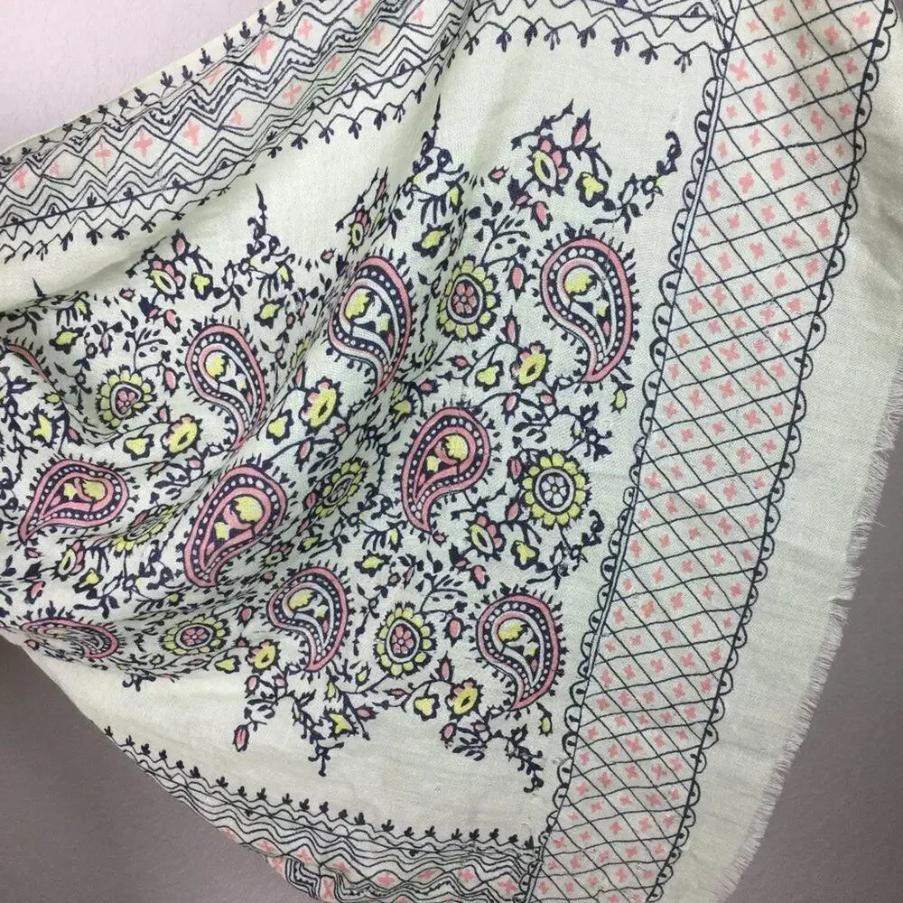 Adorable Paisley Print Scarf on Mint Background